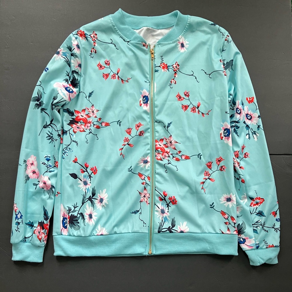 Light zipper jacket with floral print